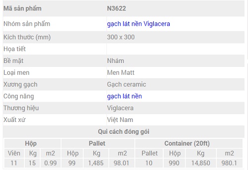 Gạch Viglacera 30x30 N3622