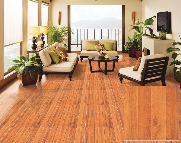 gạch lát nền giả gỗ Viglacera GM502 với các đường vân gỗ chân thực và sắc nét 