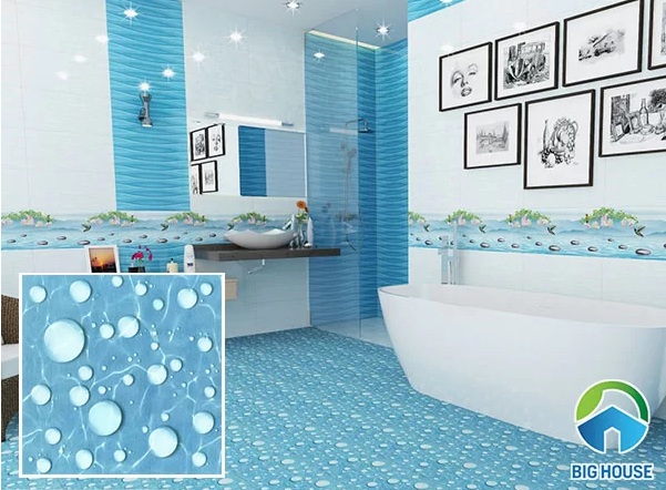 Mẫu gạch màu xanh dương cho khu vực phòng tắm