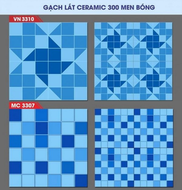 Dòng gạch ceramic mosaic thường được ghép theo vỉ có kích thước 300x300