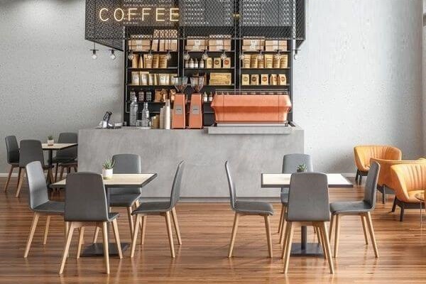 Gạch lát nền quán cà phê giả gỗ hiện đại