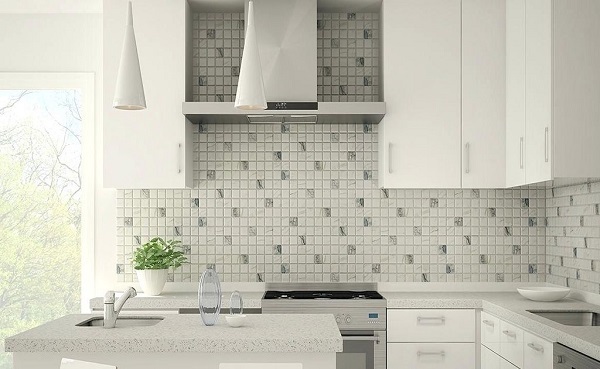 Mẫu gạch mosaic màu trắng cao cấp cho nhà bếp