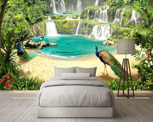 Bức tranh gạch 3D tự nhiên cho phòng ngủ ngập tràn thiên nhiên