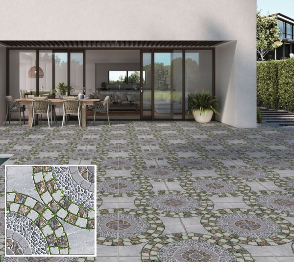 Sân vườn sử dụng gạch lát có bề mặt định hình chống trơn hiệu quả