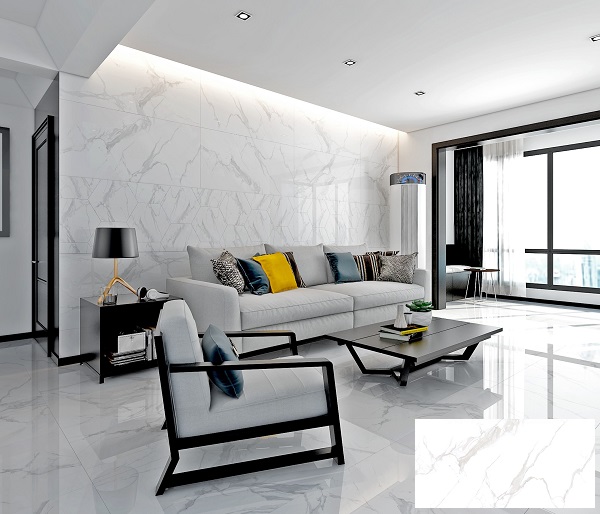 Gạch ốp tường Vitto 3603 vân đá màu trắng cho không gian phòng khách