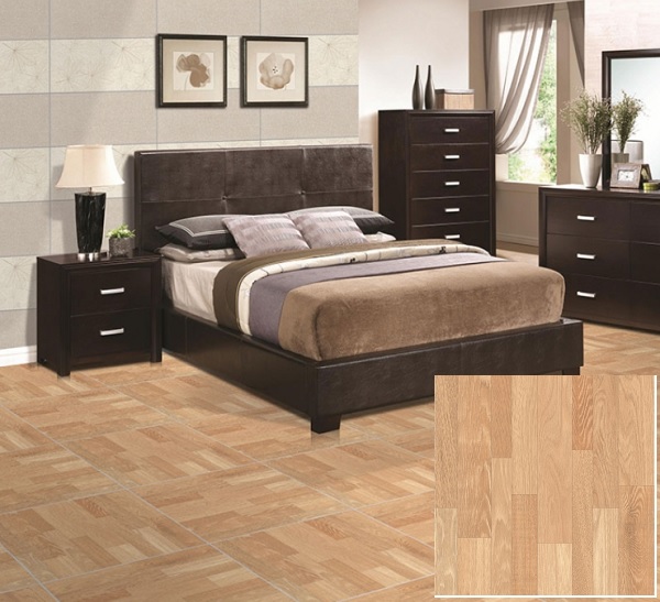 Mẫu gạch giả gỗ lát nền phòng ngủ Prime 09712 gam màu nâu đơn giản 