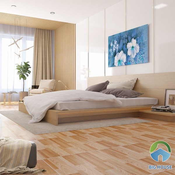 Phòng ngủ sử dụng gạch giả gỗ xu hướng 2023