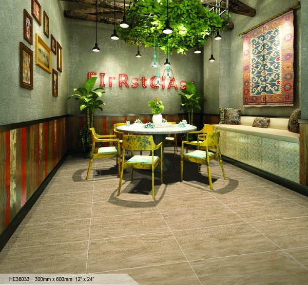 Mẫu gạch giả gỗ 30x60 với bề mặt men matt mang đến sự sang trọng đặc biệt cho quán cafe