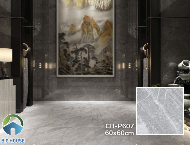 Gạch lát nền Viglacera 60x60 CB-P607 phù hợp với phong cách thiết kế phòng khách sang trọng, quý phái
