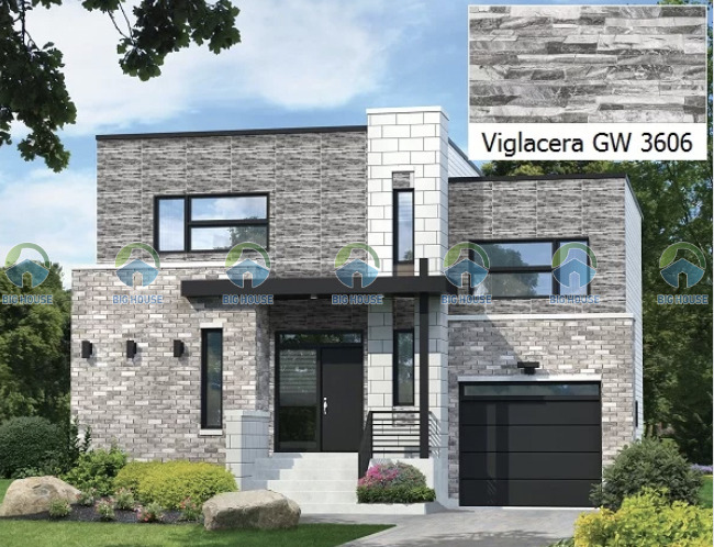 Viglacera GW3606 là mẫu gạch ốp mặt tiền nhà phố giả đá có kích thước 30x60cm