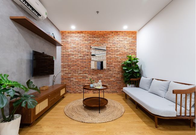 ứng dụng gạch giả cổ ốp phòng khách