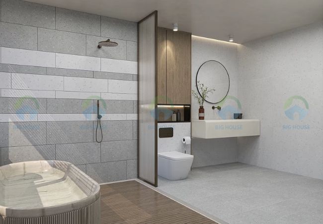 gạch lát nền nhà vệ sinh 30x60 họa tiết terrazzo