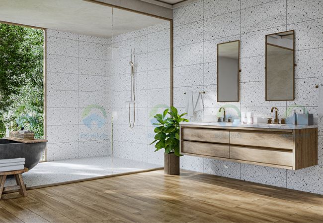 Gạch lát nền nhà vệ sinh giả gỗ đẹp ấn tượng